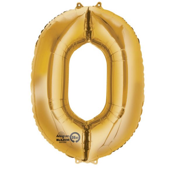 Zahl Gold - 0 Folienballon 66 X 88 cm