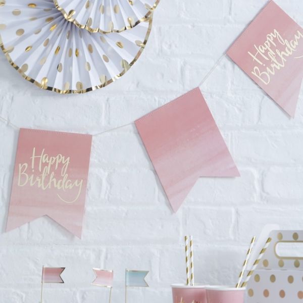 Gold/Pink Happy Birthday Bunting Pick And Mix
