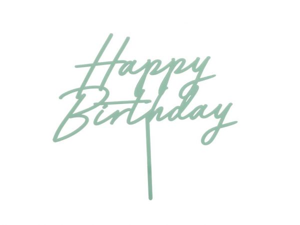 Cake Topper Happy Birthday matt grün 16,5 cm