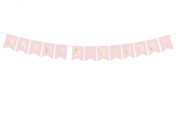 Happy Birthday Banner Light Pink 15 X 175 cm