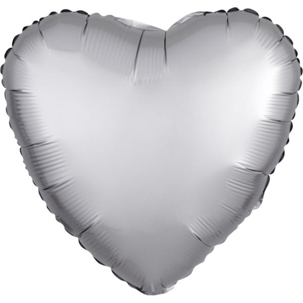 Herz Folienballon 43 cm Silber - Seidenschimmer