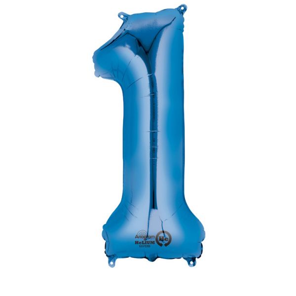 Zahl Blau - 1 Folienballon 33 X 86 cm