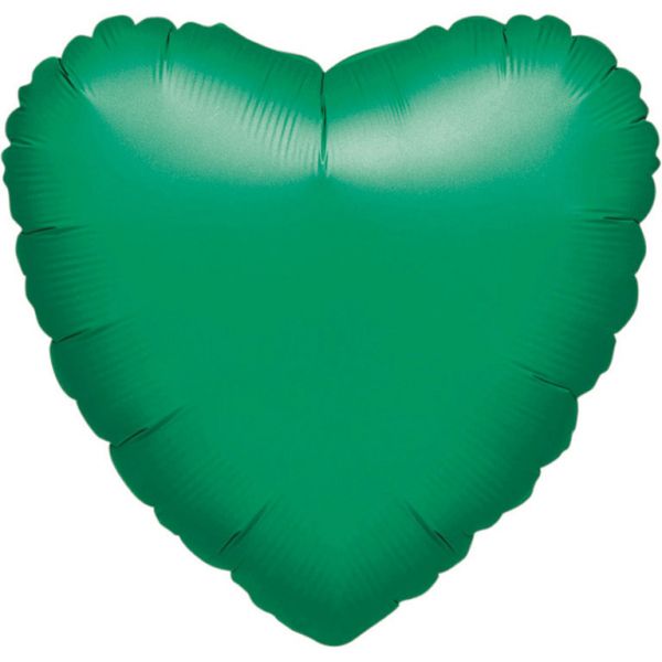 Herz Grün Metallic Folienballon 43 cm