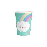Regenbogen und Wolken Pappbecher 250 ML Regenbogen und Wolken Pappbecher 250 ML