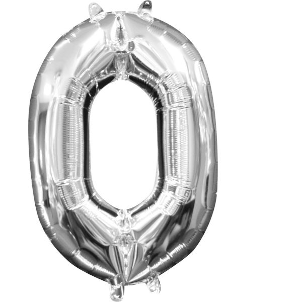 Mini Zahl Silber - 0 Folienballon 25 X 35 cm