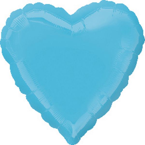 Herz Karibikblau Metallic Folienballon 43 cm