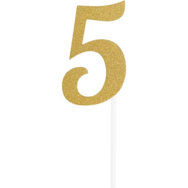 Gold Glitter Birthday Cake Topper 5