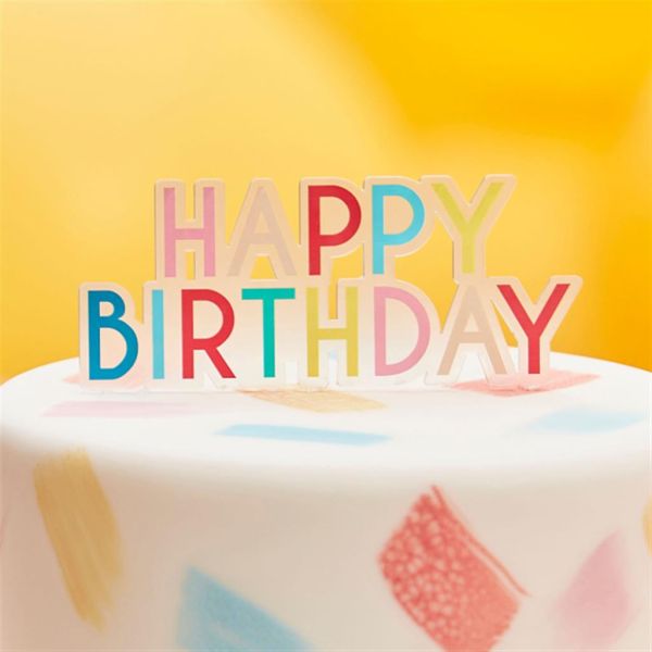 Cake Topper Brights Happy Birthday