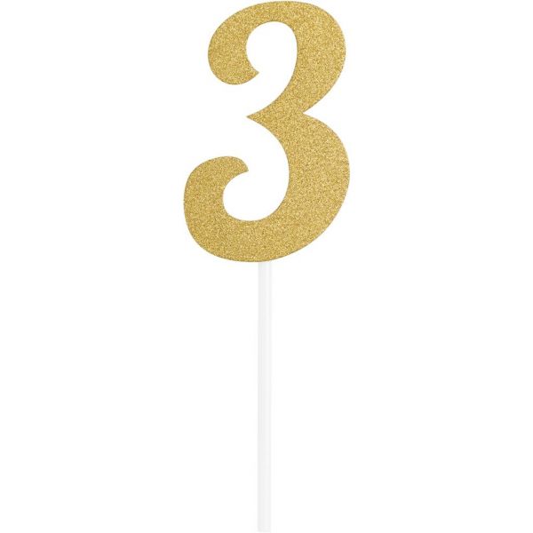 Gold Glitter Birthday Cake Topper 3