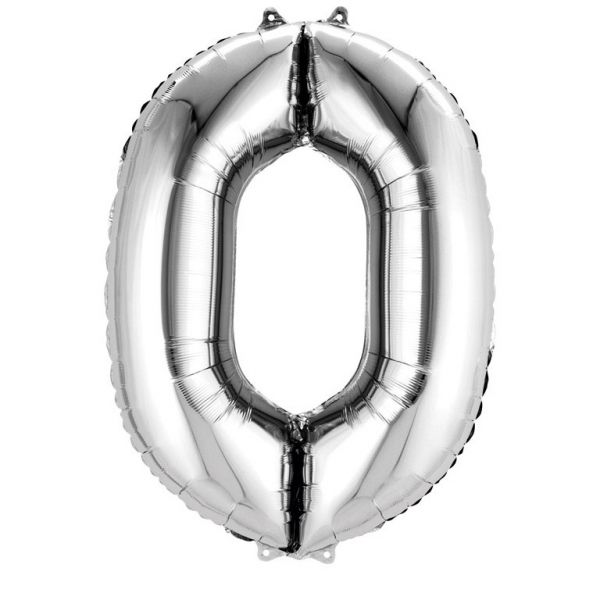 Zahl Silber - 0 Folienballon 66 X 88 cm