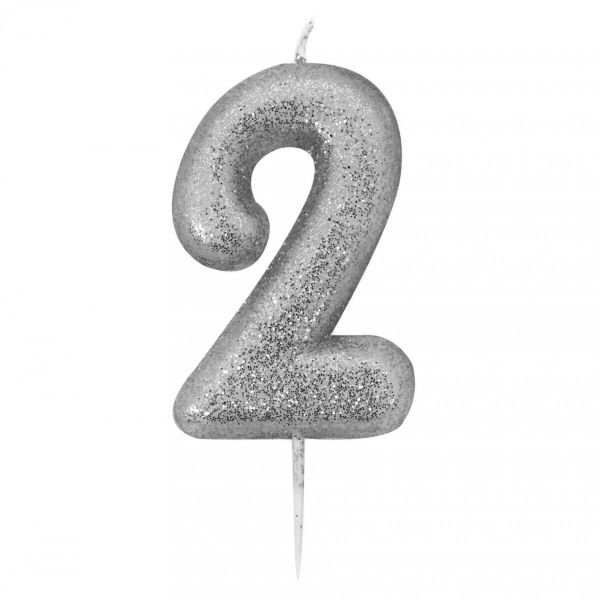 Kerze Glitter Silber 2