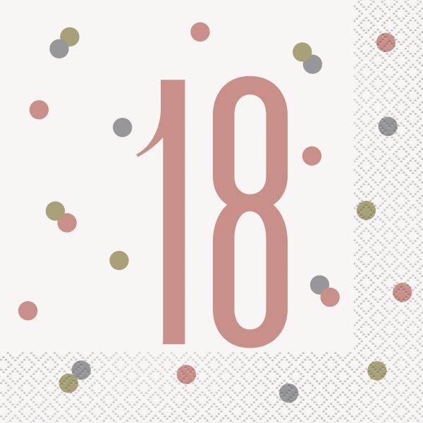 Birthday Glitz Rosegold Servietten 18