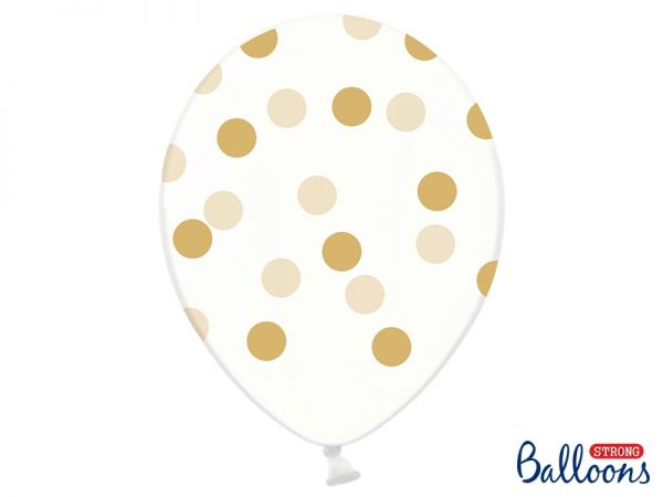 Ballon Dots Gold Clear/6