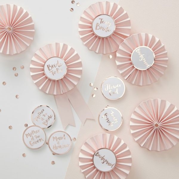 Rose Gold Hen Party Badge Team Bride