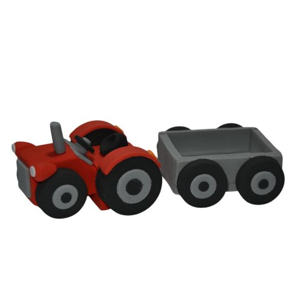 Traktor mit Anhänger Zuckerfigur - handgefertigt