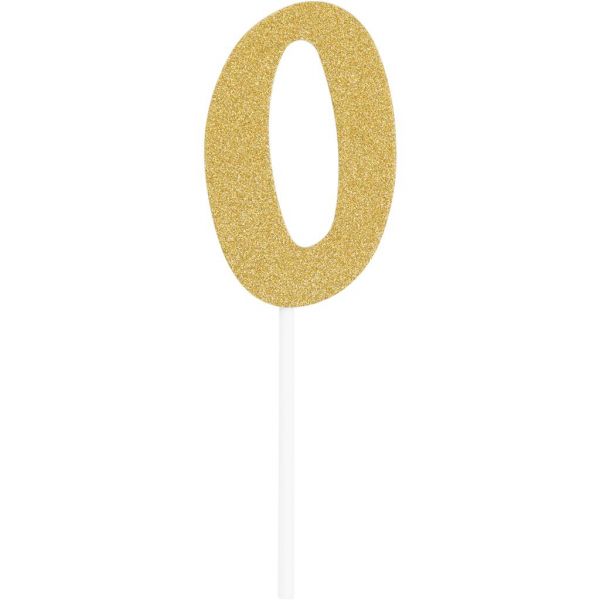 Gold Glitter Birthday Cake Topper 0