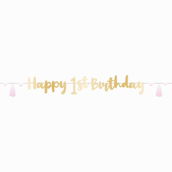 Pink Ombre First Birthday Banner