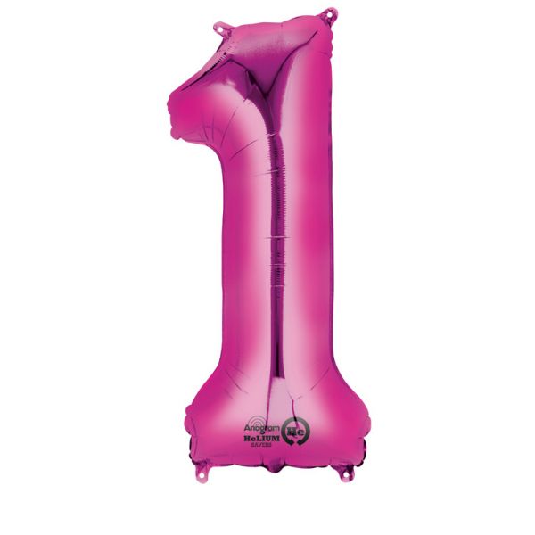 Zahl Pink - 1 Folienballon 33 X 86 cm