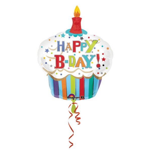 Happy B-Day Cupcake Folienballon 74 X 91 cm